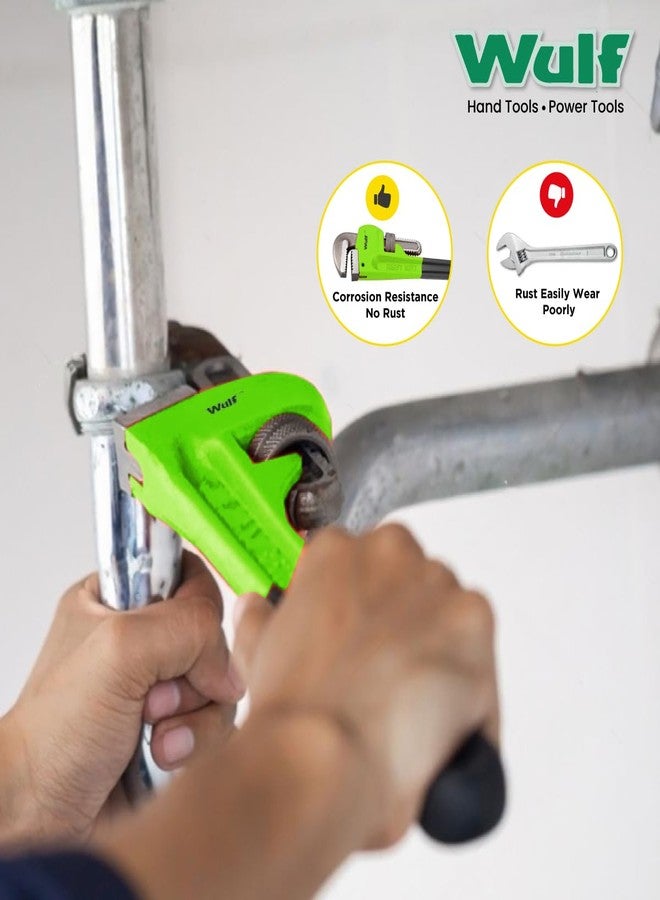 وولف مفتاح ربط أنابيب وولف شديد التحمل مقاس 10 بوصات | مفتاح ربط قابل للتعديل من فولاذ الكروم والفاناديوم لأعمال السباكة والبناء والاستخدام الصناعي | أداة يدوية ذات قبضة قوية للصيانة الاحترافية والمنزلية - Image 4